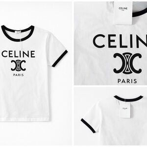 NWT Celine Paris Ringer Tee | Classic Logo | Size S | Authentic
